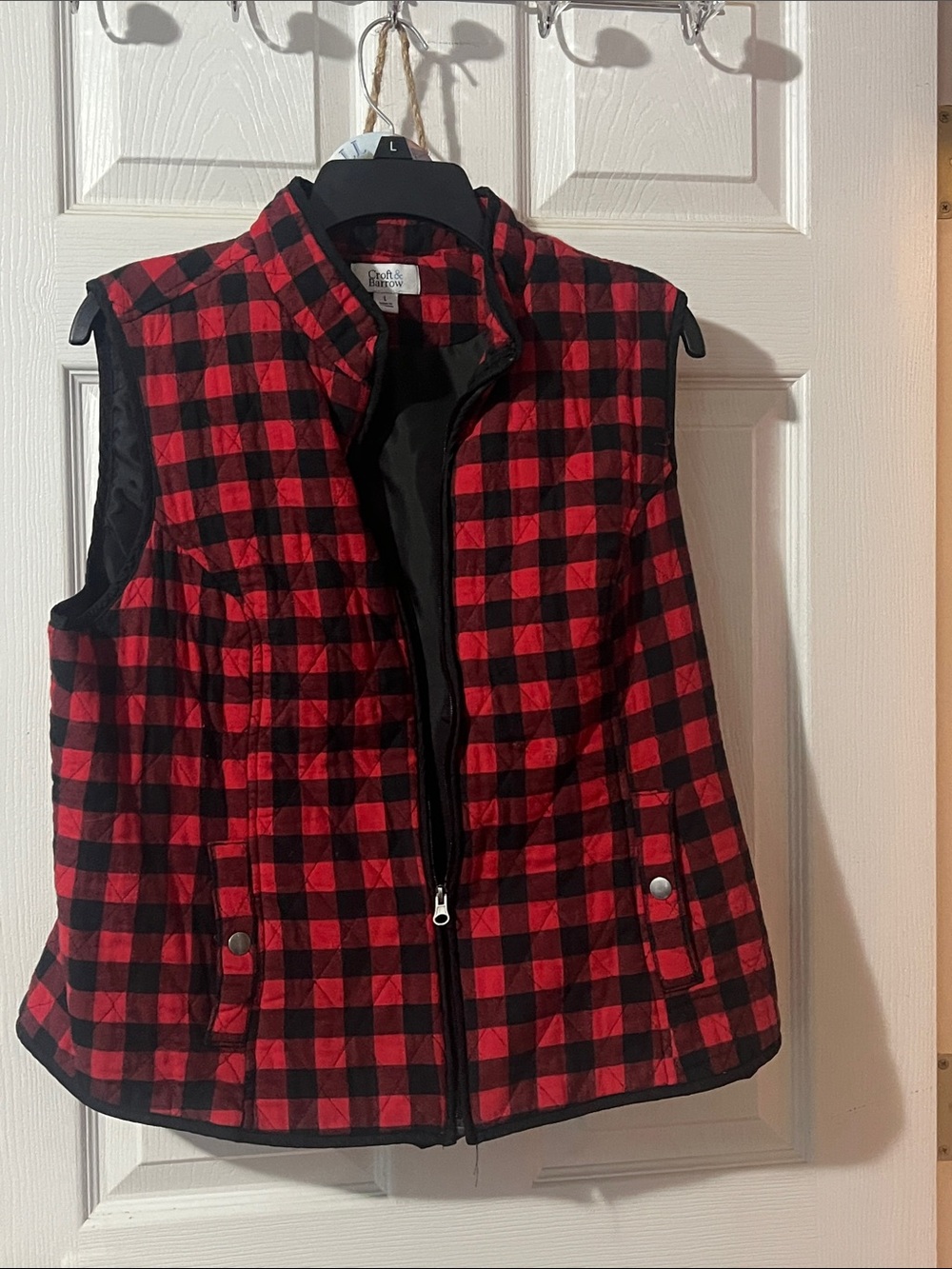 croft & barrow Red and Black Buffalo Plaid Quilted Vest